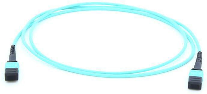 MicroConnect Optical Fibre Cable, MPO Female - MPO Female, Multimode, 12 Fibers, Polarity B, Polishing : UPC, OM3 (Aqua Blue), 30m - W124750548