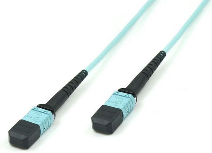 MicroConnect Optical Fibre Cable, MTP Female - MTP Female, Multimode, Polarity B, Polishing : APC, OM3 (Aqua Blue), 7m - W125050353