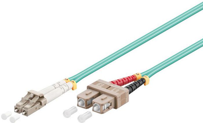 MicroConnect Optical Fibre FLAT Cable, LC-SC, Multimode, Duplex, OM3 (Aqua Blue), 10m - W125150071