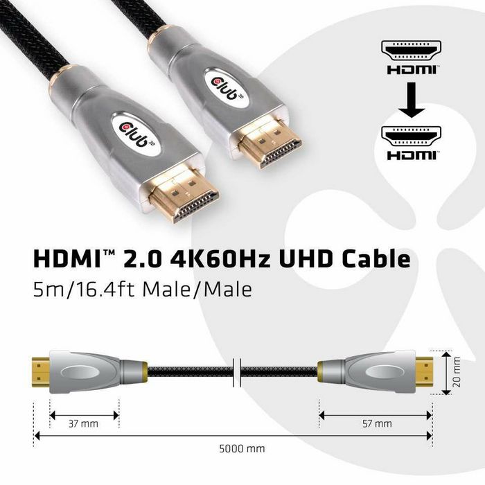 Club3D HDMI 2.0 4K60Hz UHD Cable 5m/16.4ft - W124747283