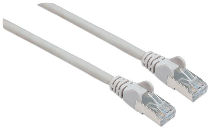 Intellinet Network Patch Cable, Cat6, 30m, Grey, Copper, S/FTP (cable foiled/twisted pair - all three pairs wrapped in braid shield), LSOH / LSZH (Low Smoke, no Halogen), PVC, RJ45 Male to RJ45 Male, Gold Plated Contacts, Snagless, Booted - W125181806