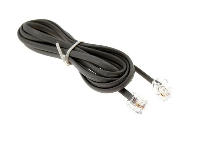 HP Telephone cable - 3.0m (9.8ft) long (Black) - RJ-11 plug on one end (United Kingdom, Egypt, Hong Kong, New Zealand) - W124935024