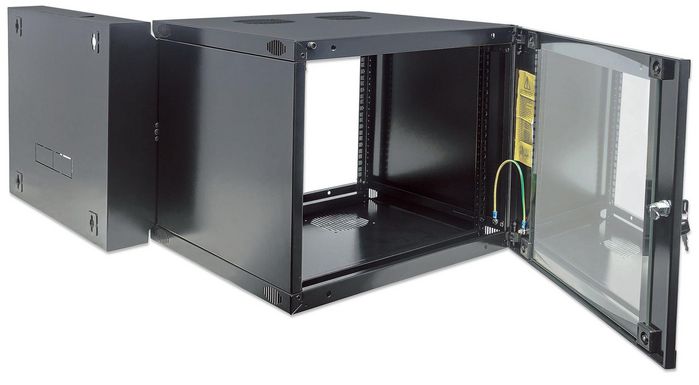 Intellinet 19" Double Section Wallmount Cabinet, 9U, 600mm depth, Flatpack, Black - W124533015