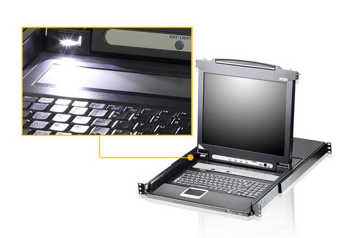 Aten 16 Port 19" LCD KVMP Switch, USB port Integrated French Keyboard - W124491907