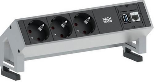 Bachmann 1x custom module + power socket outlets, 3x Schuko, 1x CAT6, 1x USB A/A 3.0 Keystone, child-proof, 1.5m - W124937689