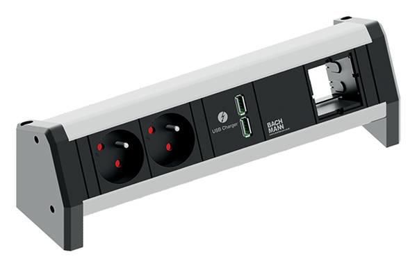 Bachmann DESK 1, 2x UTE socket outlets, USB, 1x custom module - W125037821