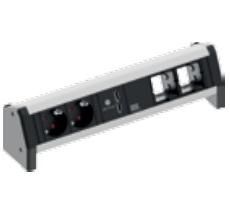 Bachmann DESK 1 with 1x USB double charger (5.2 V /2.15 A ), 2x custom modules + power socket outlets - W125037819