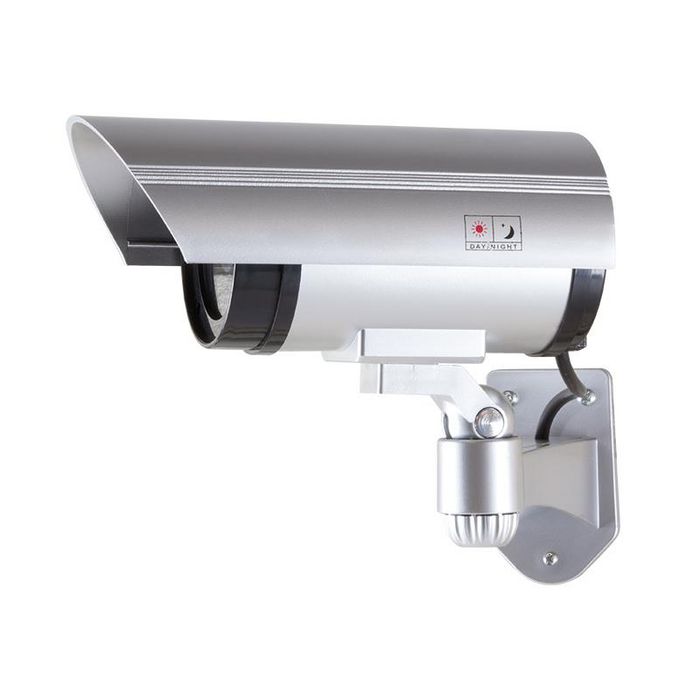 logilink sc0204 dummy security camera with red flashing light silver