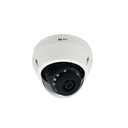 ACTi 2MP, Outdoor, Dome, D/N, Adaptive IR, WDR, SLLS, Fixed lens, f3.6mm/F1.85 (HOV:84.5°), H.264, 1080p/60fps, 2D+3D DNR, Audio, MicroSDHC/MicroSDXC, PoE/DC12V, IP68, IK10, DI/DO, Built-in Analytics - W124549333