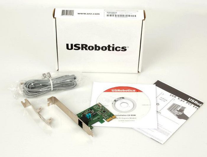 US Robotics USR5638, interne Faxmodem PCI-E, 56 Kbitsps, 1xRJ-11, 300g, vert - W125076948