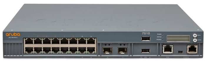 Hewlett Packard Enterprise Aruba 7010 (US) FIPS/TAA 16p 150W PoE+ 10/100/1000BASE-T 1G BASE-X SFP 32 AP & 2K Clients Controller - W124758747