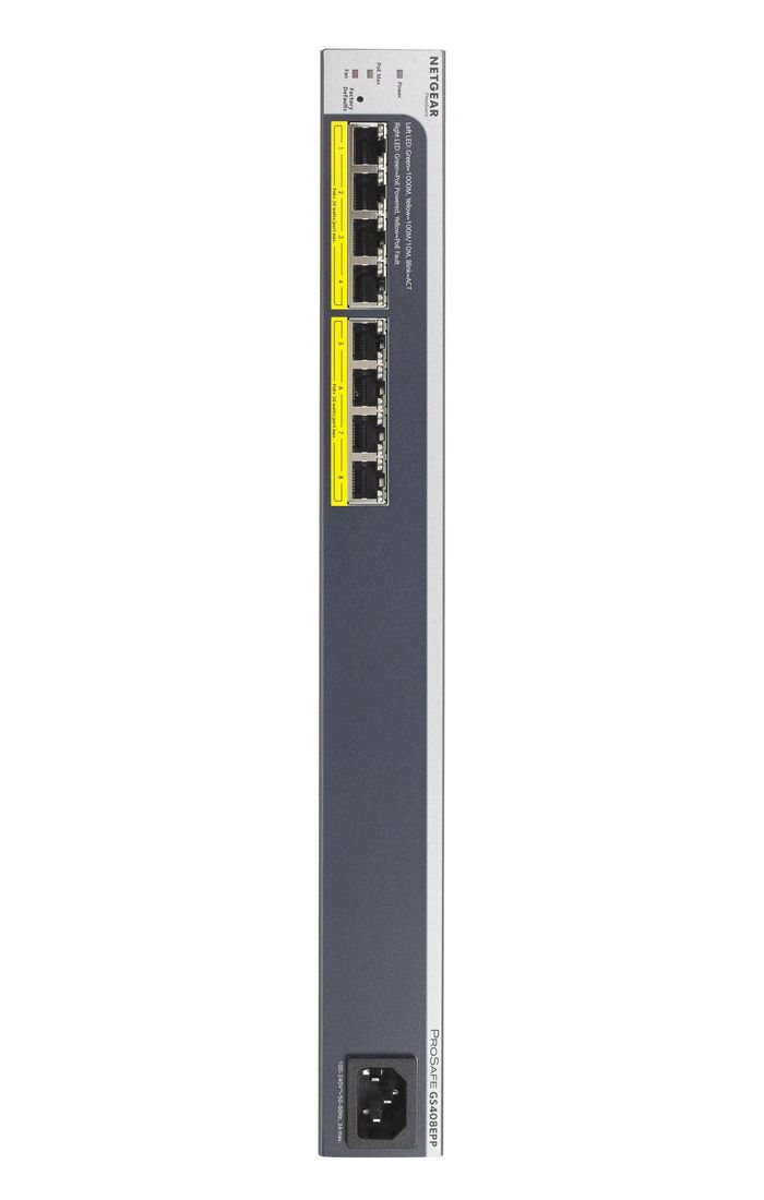 Netgear GS408EPP, 8x RJ-45, PoE/PoE+, 16 Gbps, L2, 26.9 dB, 380x100x43.2 mm - W124455569