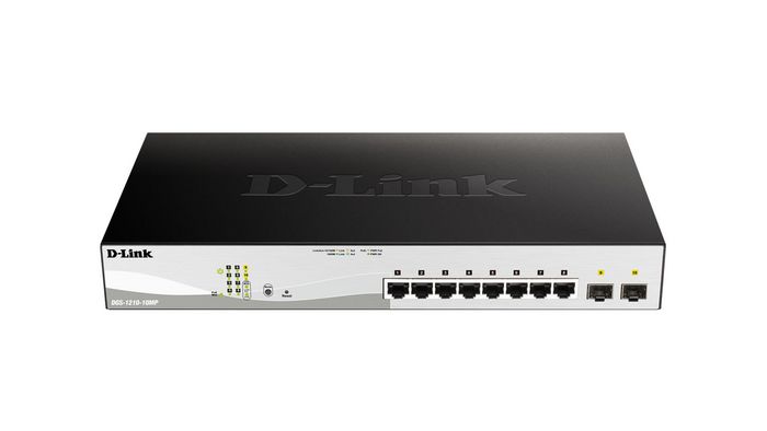 D-Link 8x 10/100/1000 Mbit/s RJ-45, 2x 100/1000 Mbit/s SFP, PoE+, 20 Gbps, 128 MB DDR3, VLAN, QoS, ACL, 330x180x44 mm - W124748657