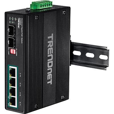 TRENDnet 6-Port Industrial Gigabit PoE+ DIN-Rail Switch, 12 – 56 V - W124776042