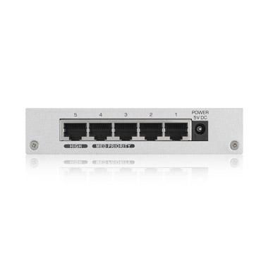 Zyxel 5x RJ-45, Gigabit Ethernet, QoS, 128 KB, 100 - 240 V AC, 229g, silver - W125055369