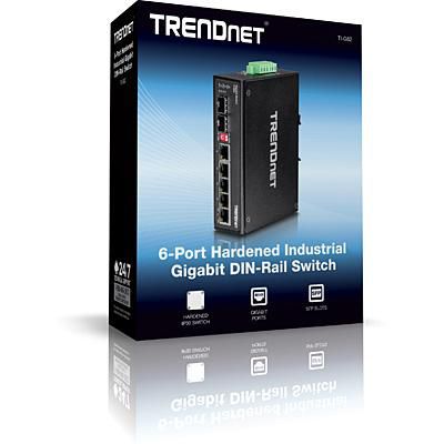 TRENDnet Hardened Industrial Switch, Unmanaged, 5 x Gigabit RJ-45, 1 x Shared SFP Slot, 1 x Dedicated SFP Slot, DIN-Rail, IP30 - W125275536
