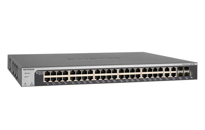 Netgear ProSAFE XS748T - 44 x 10GBASE-T copper ports, 4x SFP+ 1000/10GBASE-X fiber ports, 262.8W max., 47.8 dB, 2.61 kg - W125335529