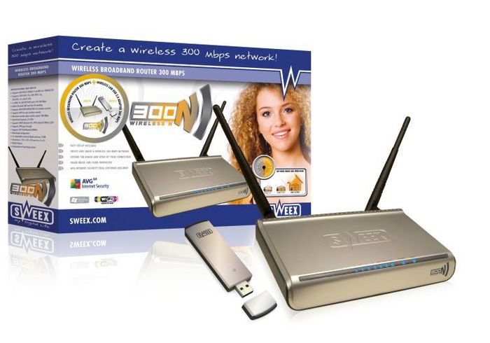 Sweex Wireless LAN Bundle 300 Mbps N Router + N USB stick - W125405256