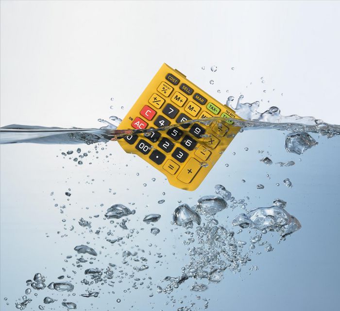 Casio 12-Digits BIG LC-Display, Plastic Keys, Water/Dust-Resistance, 1x CR2032, 175g, Yellow/Black - W124778535
