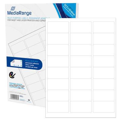 MediaRange Multi-purpose labels, permanent adhesive, 63.5x33.9mm, white, 1.200 labels - W124464644