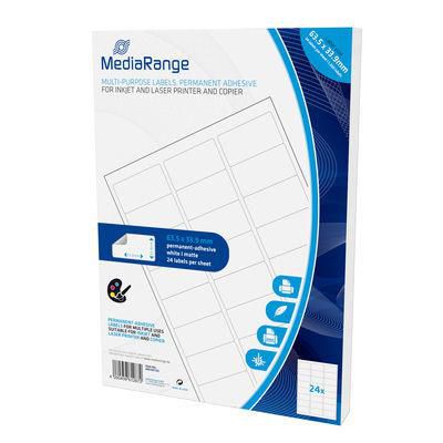 MediaRange Multi-purpose labels, permanent adhesive, 63.5x33.9mm, white, 1.200 labels - W124464644