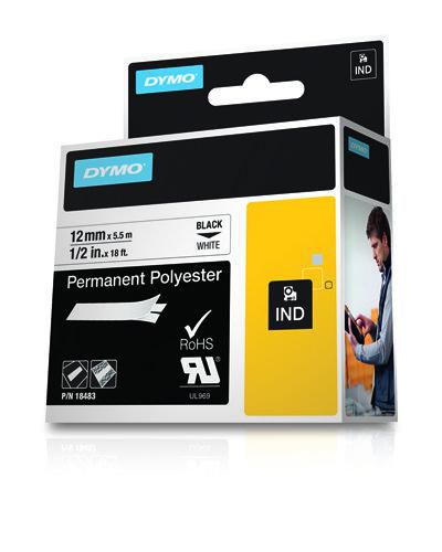DYMO IND Permanent Polyester, 12mm x 5.5m - W124504164
