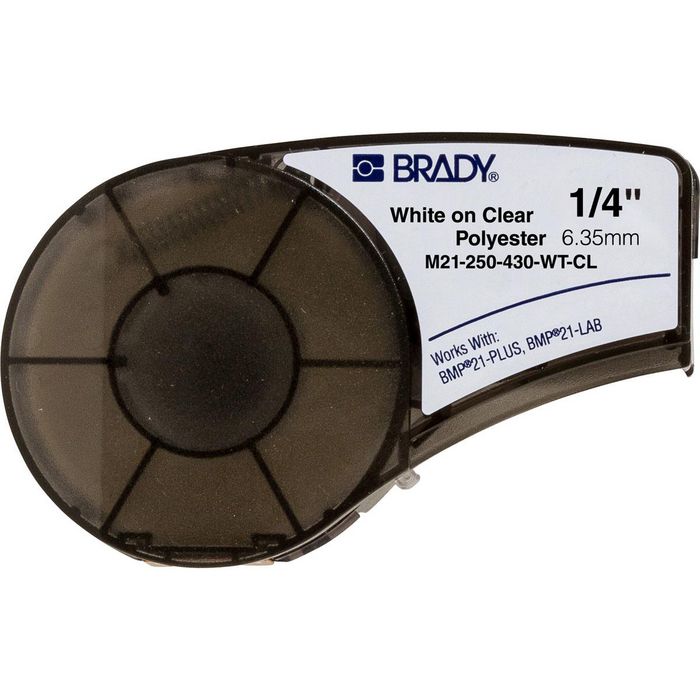 Brady White on Transparent Polyester tape for BMP21-PLUS; BMP21-LAB; 6.35 mm X 6.40 m - W124962274