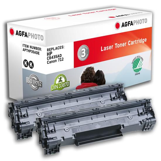 AgfaPhoto 2 x Laser cartridge replacement for HP CB435AD/ Canon 712, Black - W124845027