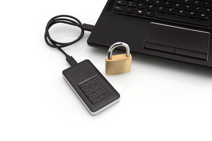 Verbatim Store 'n' Go Secure Portable SSD with Keypad Access, USB 3.1, 256GB - W125191025