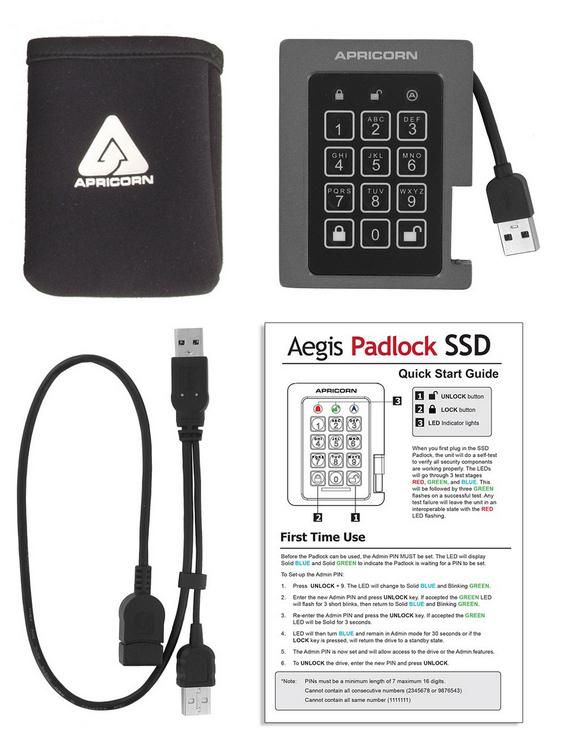 Apricorn Padlock SSD, 120GB, USB 3.0 - W125315304