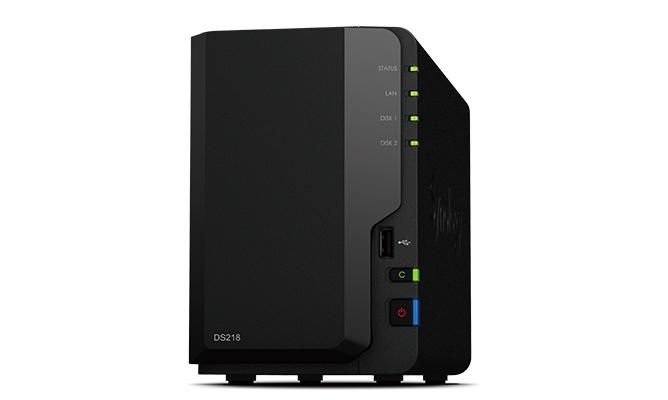 Synology DiskStation DS218, Realtek RTD1296 1.4 GHz, 2 GB DDR4, 2x 2.5/3.5" SATA, RJ-45, USB 2.0, 2x USB 3.0, 165x108x233.2 mm - W125282373