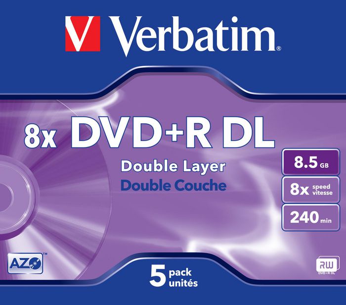 Verbatim DVD+R Double Layer Matt Silver 8x, 5pcs - W124415102