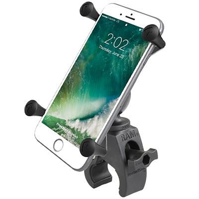 RAM MOUNTS X-Grip - Soporte de teléfono grande con RAM de bajo perfil  RAM-HOL-UN10-400-2U para rieles de 0.625 a 1.14 de diámetro