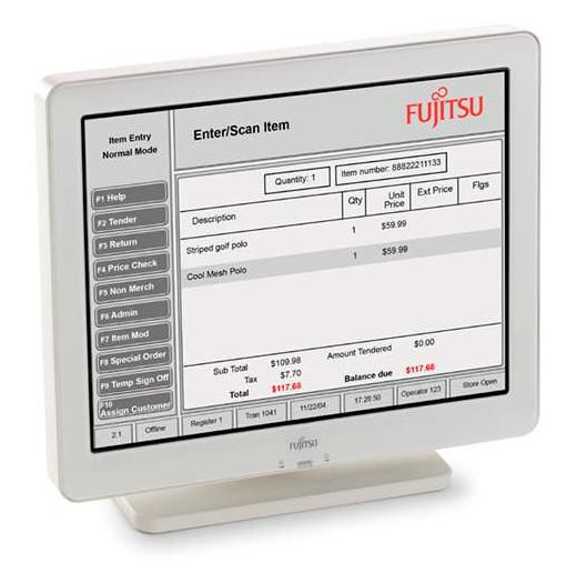 Fujitsu 15" LCD touch (1024 x 768 px), 250 cd/m², 250:1, 670 g, White - W125085960