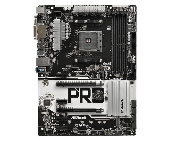 Asrock X370 Pro4, AMD Promontory X370, 4x DDR4 DIMM, PCIe 3.0 x16, SATA III, M.2, PS/2, VGA, HDMI, DVI-D, USB 3.1, ATX, 305x224 mm - W125741350