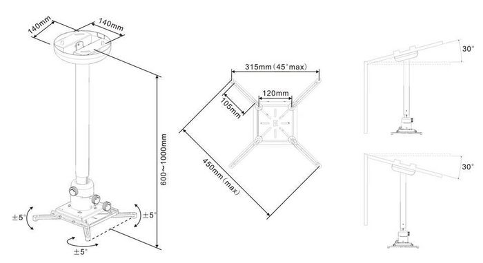 Multibrackets Multibrackets M Universal Ceilingmount - Ceiling mount for projector - white - W124333439
