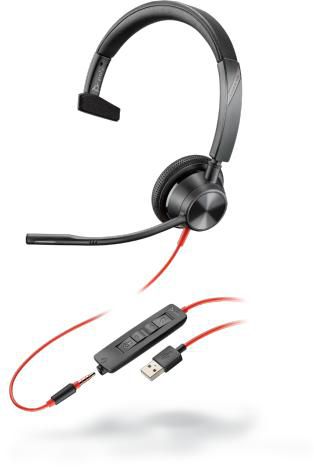 Poly Blackwire 3315, USB-A, Audio 3.5 mm, 20 Hz to 20 KHz, 94 dBSPL± 4 dB, 32 Ohm - W125699916