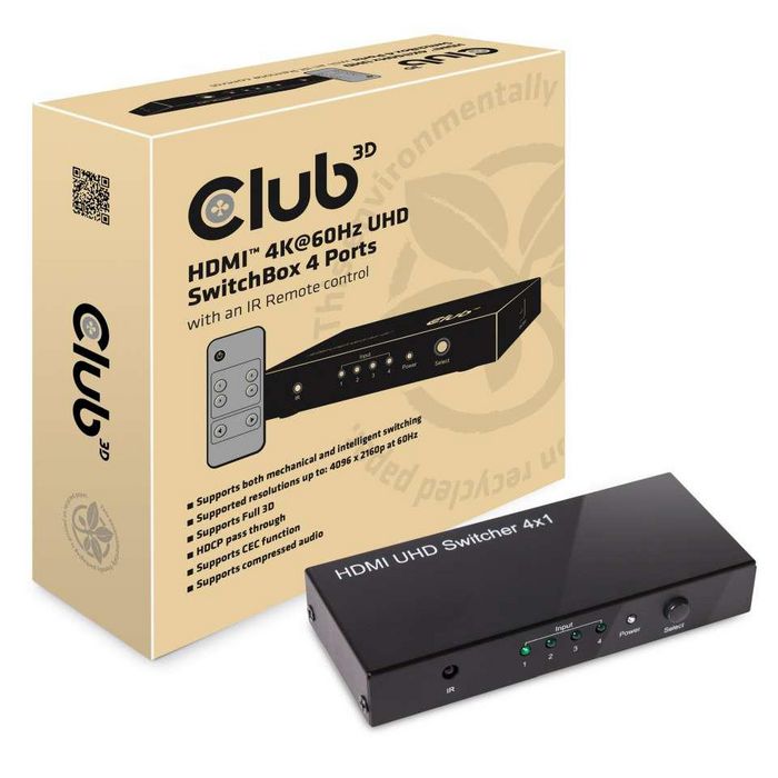 Club3D HDMI 2.0 UHD SwitchBox 4 Ports - W124989363