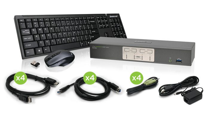 IOGEAR 4K UHD, DP, USB A, USB B, 3.5mm, DC 5.3V - W125660569