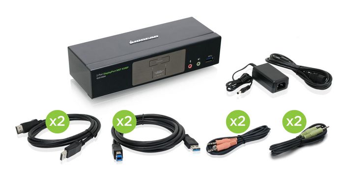 IOGEAR 4K UHD, DP, USB A, 3.5mm, USB B, RJ-11, DC 5V, 74.7x42.9x200 mm - W125660571