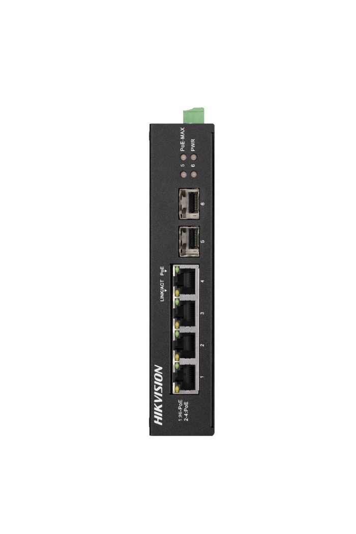 Hikvision Switch PoE 4 portas Fast Ethernet sem gestão. Temperatura -30 a 65°C - W125664950