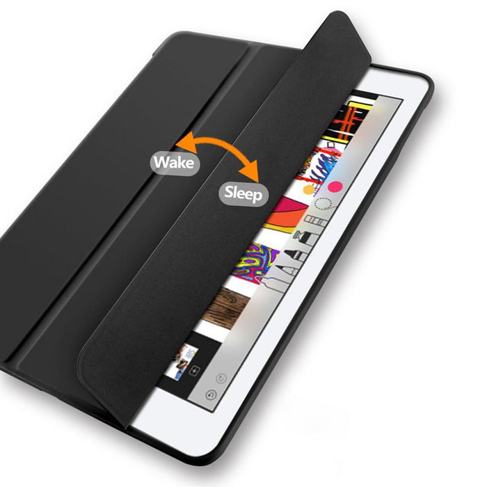 eSTUFF DENVER Folio Case for iPad 9.7 2018/2017- Black PU leather/Clear - W125509292