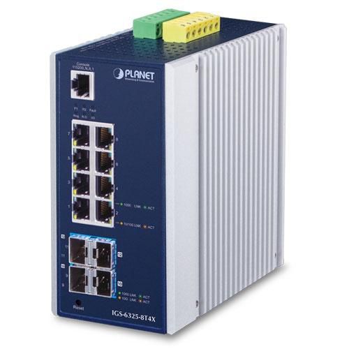 Planet Industrial L3 8-Port 10/100/1000T + 4-Port 10G SFP+ Managed Ethernet Switch - W125698352