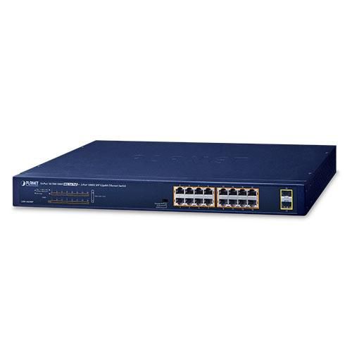 Planet 16-Port 10/100/1000T 802.3at PoE + 2-Port 1000X SFP Gigabit Ethernet Switch - W125769137
