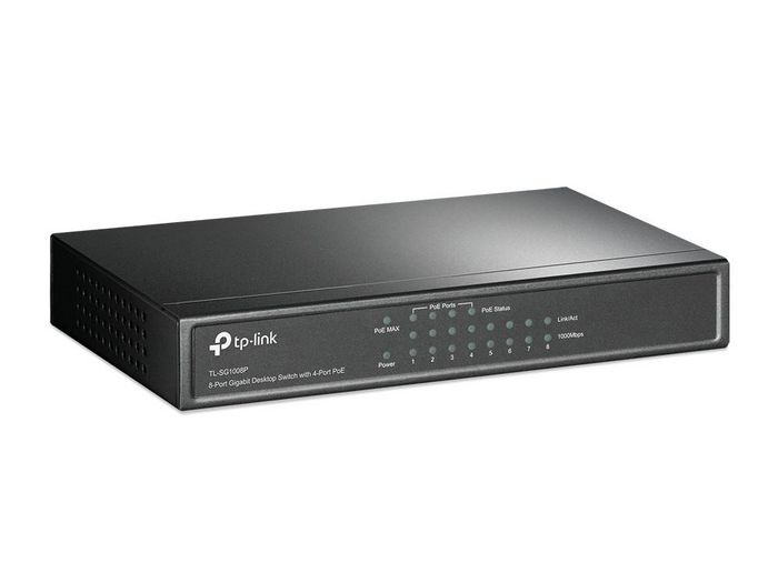 TP-Link 8x 10/100/1000Mbps RJ45, PoE, 16Gbps, 8K Mac Address, 53W, Grey - W125275616
