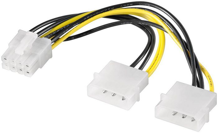 MicroConnect Internal Power supply cable, 2x 5,25 plug - PCI expres 8pin - W124568982