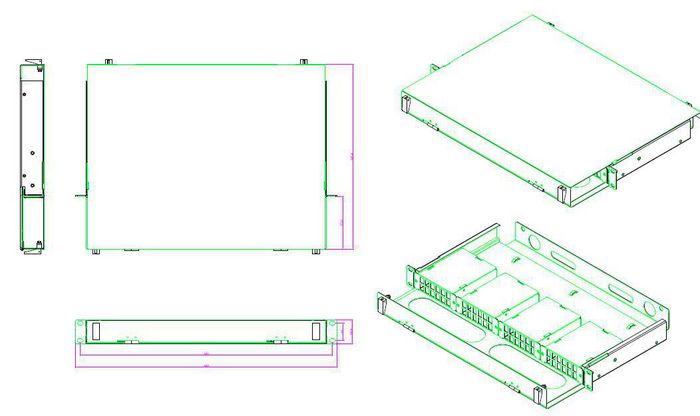 MicroConnect MPO Cassette Panel, Dimension : 109*117*35 mm - W125191985