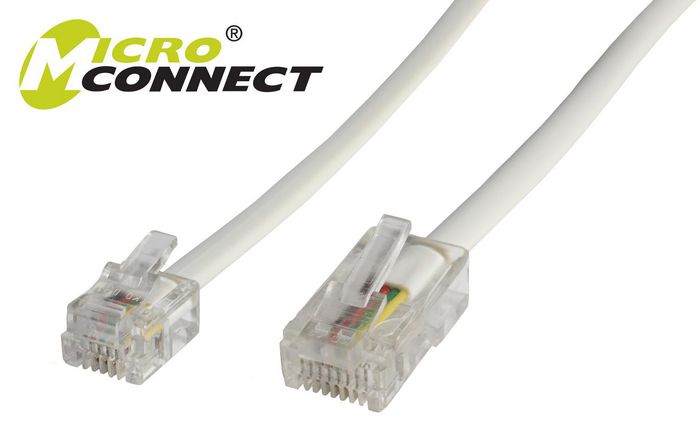 MicroConnect Cable RJ11-RJ45, Male/Male, White, 1.0m - W124664372