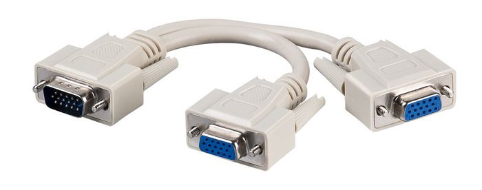 MicroConnect VGA Y cable HD15 M-2xF. 0.3m - W124364373