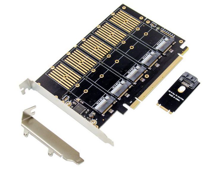 MicroConnect PCI-E X16 M.2 B Key SSD Adapter card - W125511606